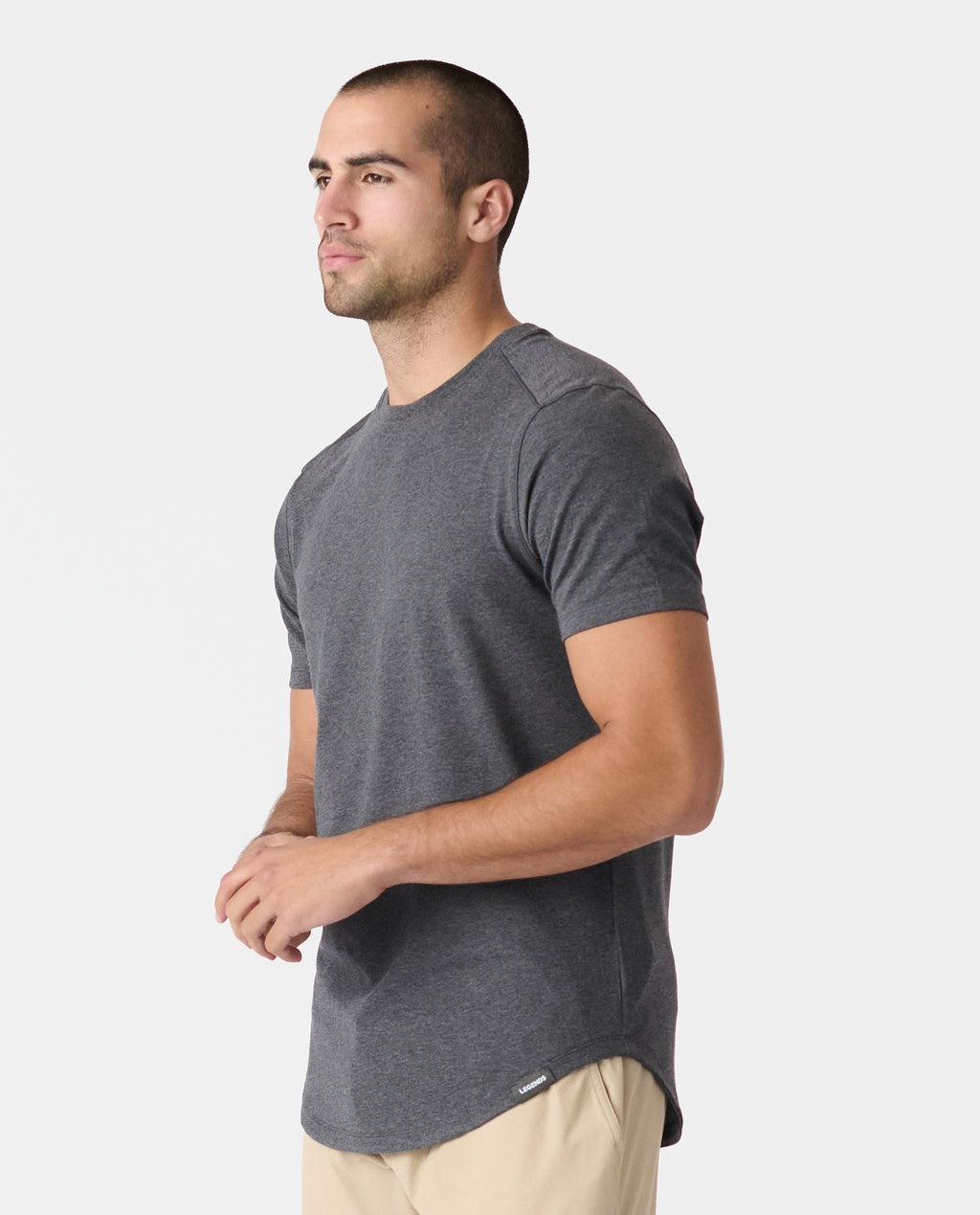 Aviation Tee Curved Hem Charcoal Gray Heather