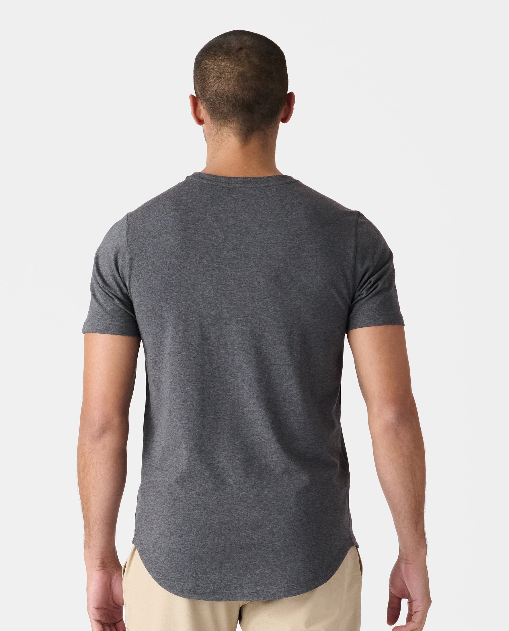 Aviation Tee Curved Hem Charcoal Gray Heather