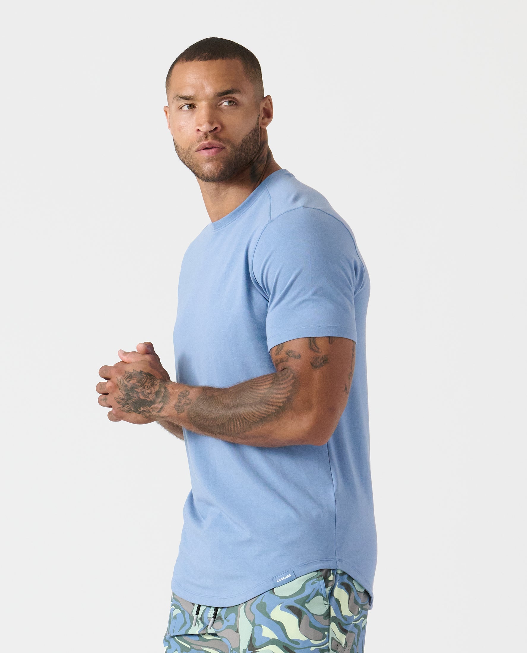 Aviation Tee Curved Hem Sea