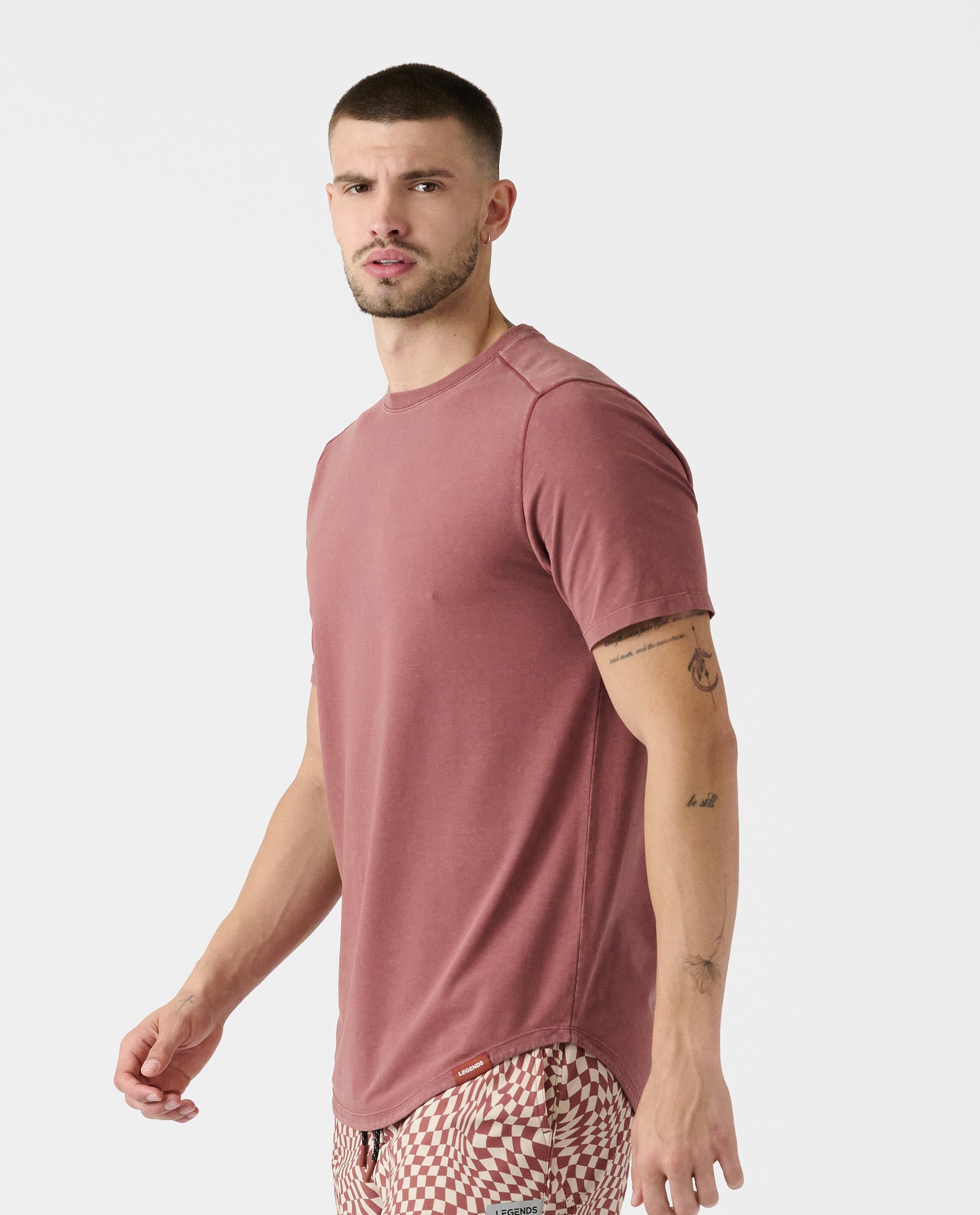 Aviation Tee Curved Hem Washed Ember
