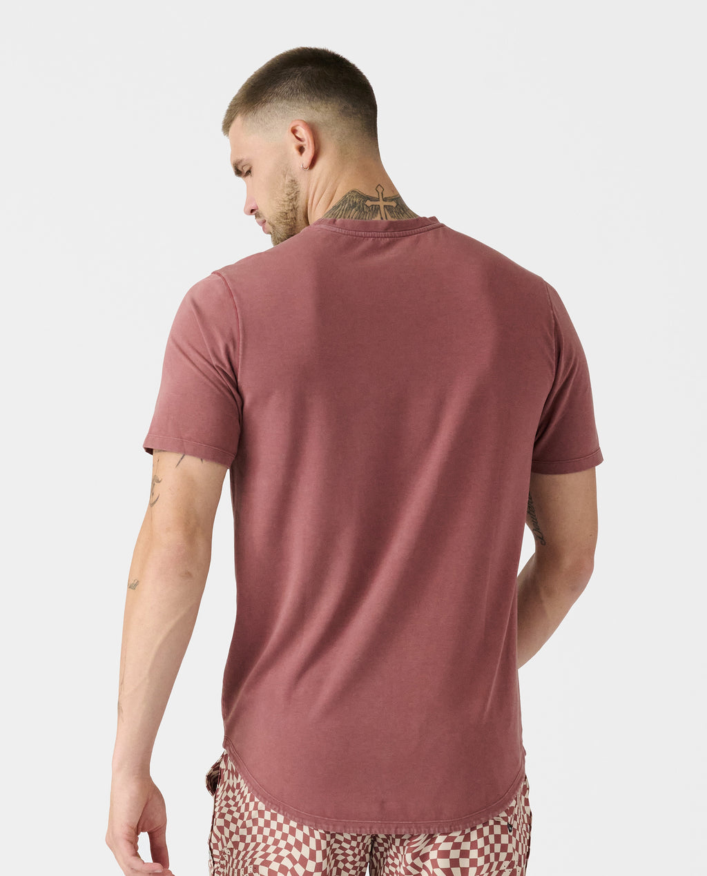 Aviation Tee Curved Hem Washed Ember
