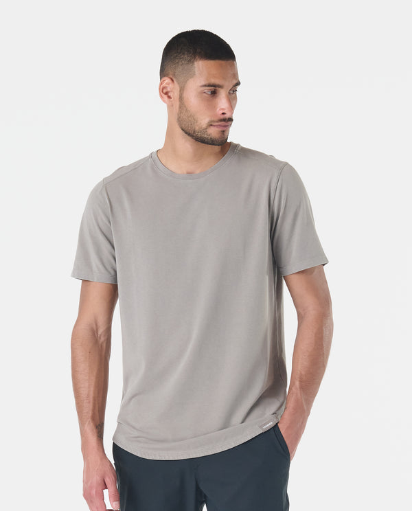 Aviation Tee Curved Hem Washed Taupe