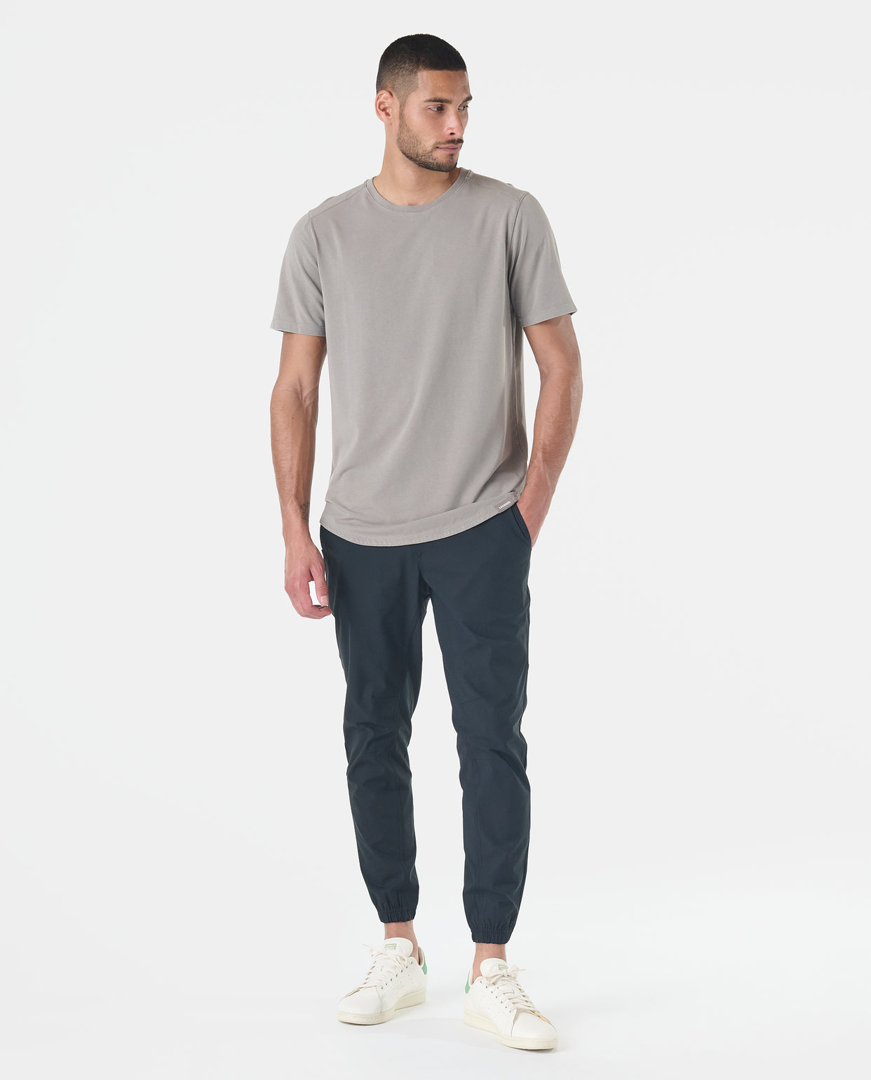 Aviation Tee Curved Hem Washed Taupe