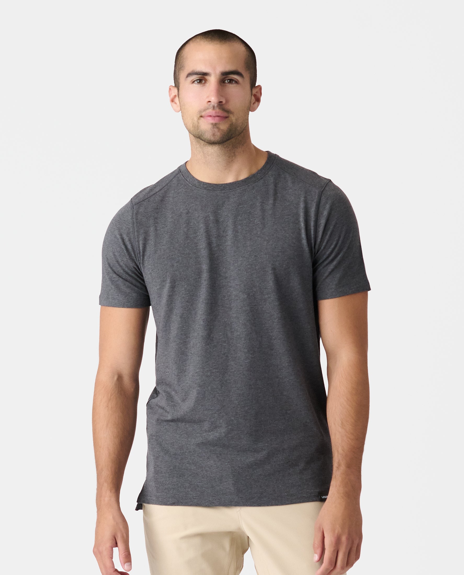 Aviation Tee Split-Hem Charcoal Gray Heather