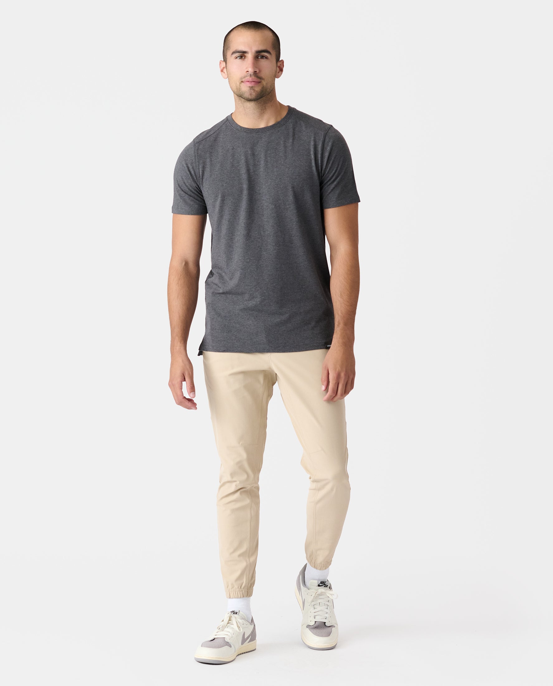 Aviation Tee Split-Hem Charcoal Gray Heather