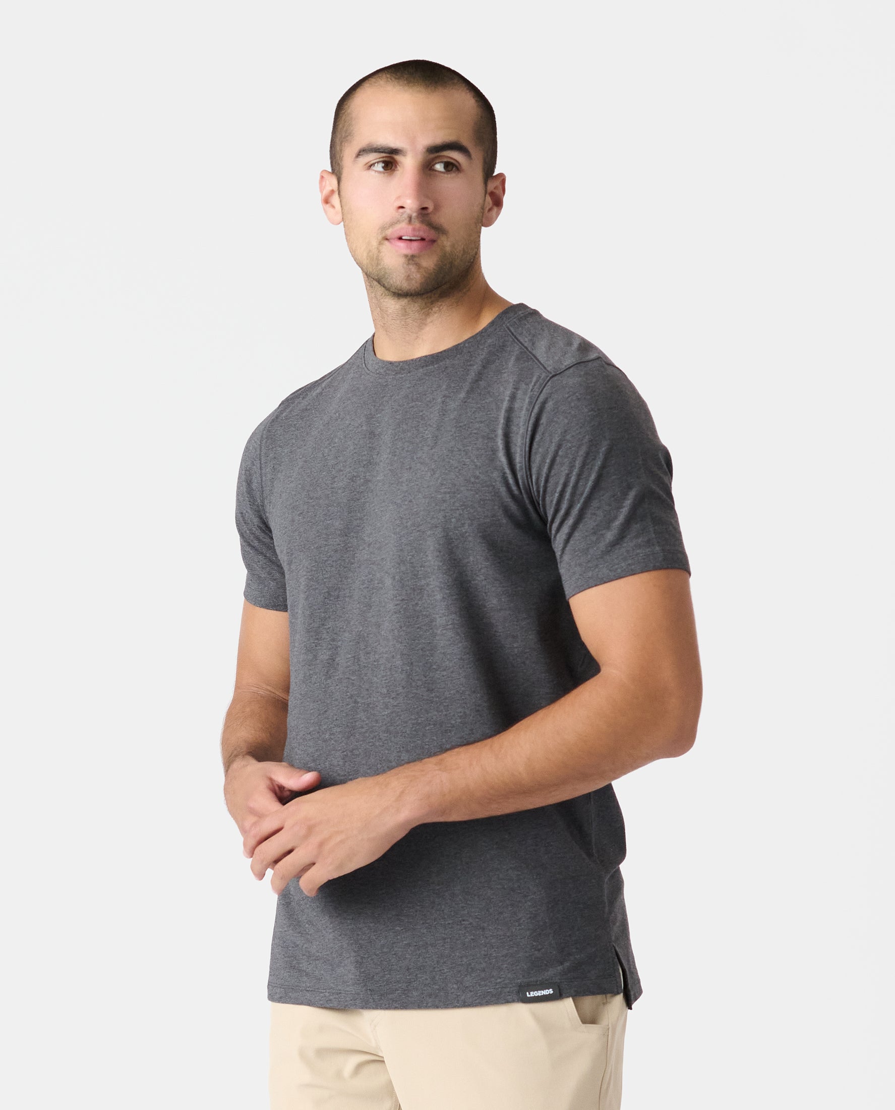 Aviation Tee Split-Hem Charcoal Gray Heather