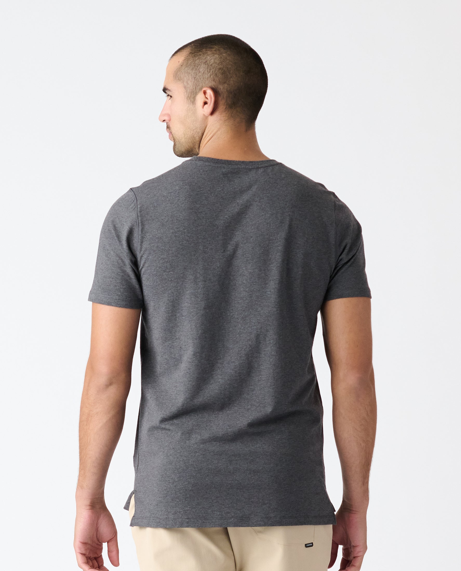 Aviation Tee Split-Hem Charcoal Gray Heather