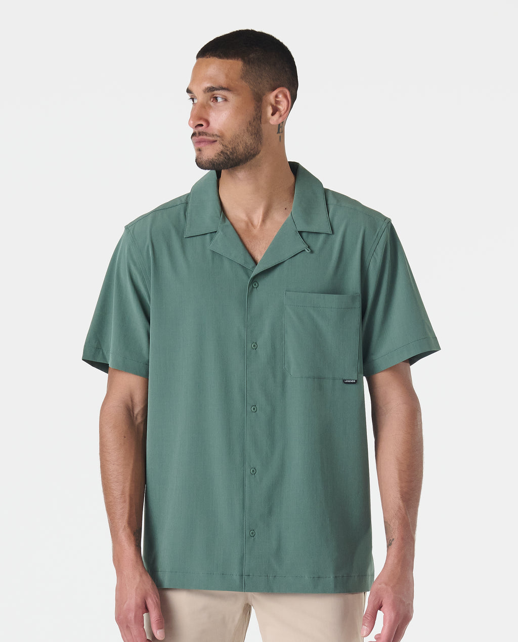 Men's Legends Chief Camp Collar Button Up Shirt Medium Hunter Green Men's Legends Chief Camp Collar Button Up Shirt Medium Hunter Green