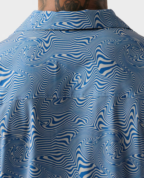 Chief Camp Collar Shirt Micro Swirl Azure