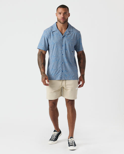 Chief Camp Collar Shirt Micro Swirl Azure