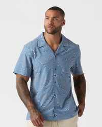 Chief Camp Collar Shirt Micro Swirl Azure