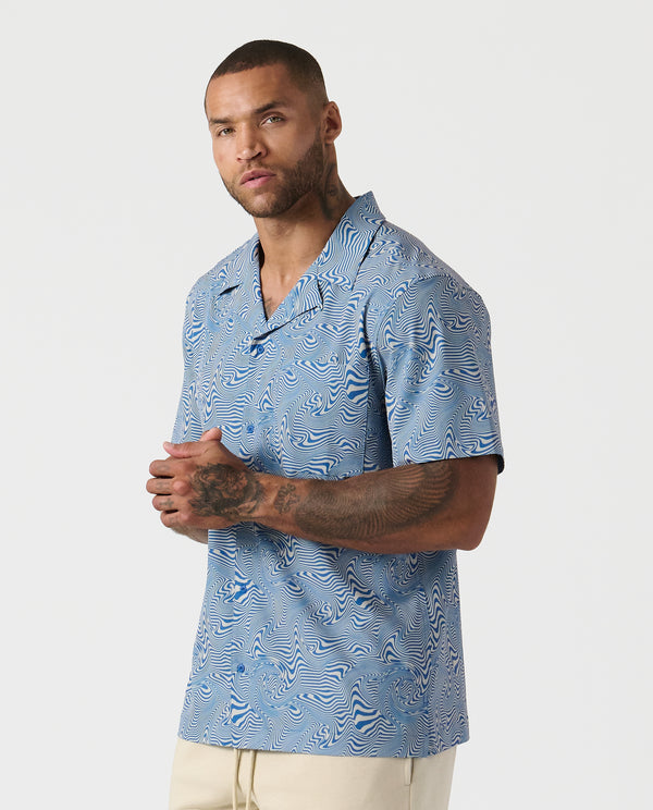 Chief Camp Collar Shirt Micro Swirl Azure