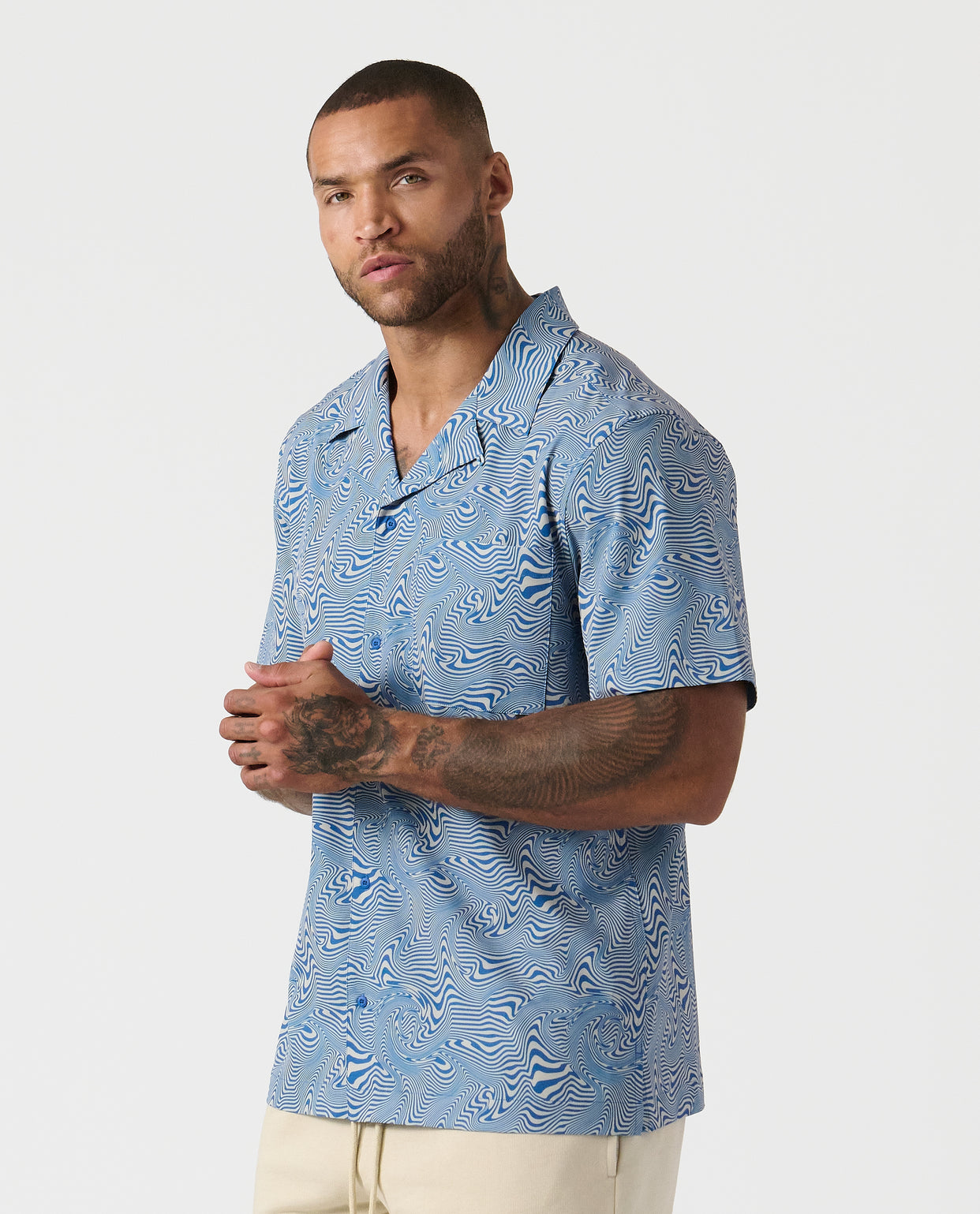 Chief Camp Collar Shirt Micro Swirl Azure