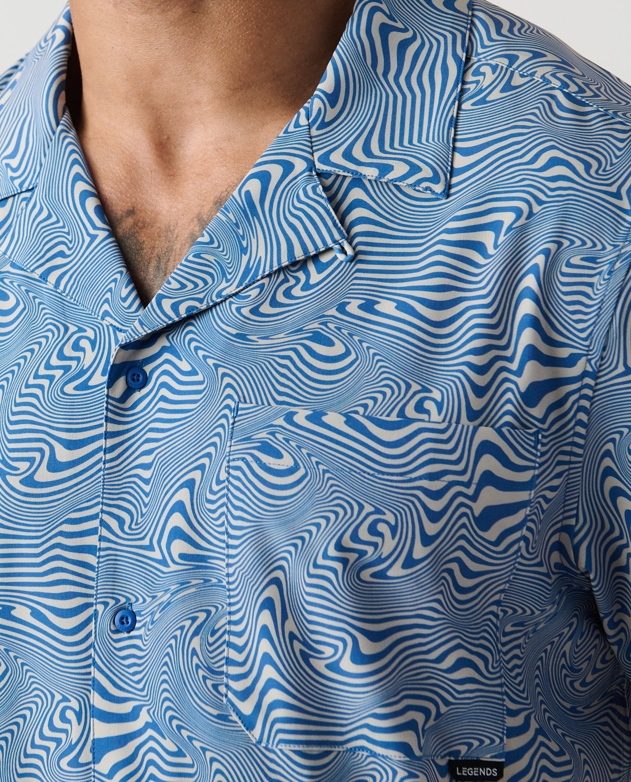 Chief Camp Collar Shirt Micro Swirl Azure