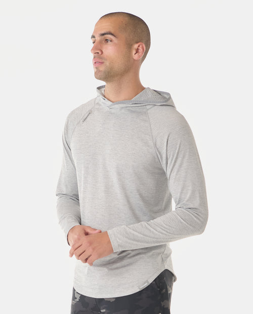 LAT Men's Hooded Raglan Long Sleeve Jersey Tee - Lightweight, Unisex Fit, In Natural Heather/Granite/Titanium