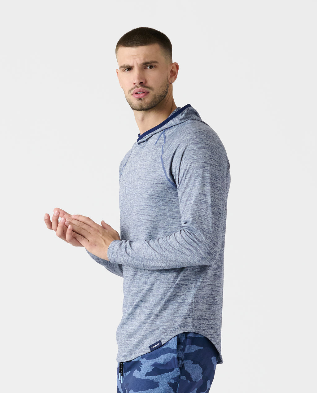 Enzo Hooded LS Ocean Heather