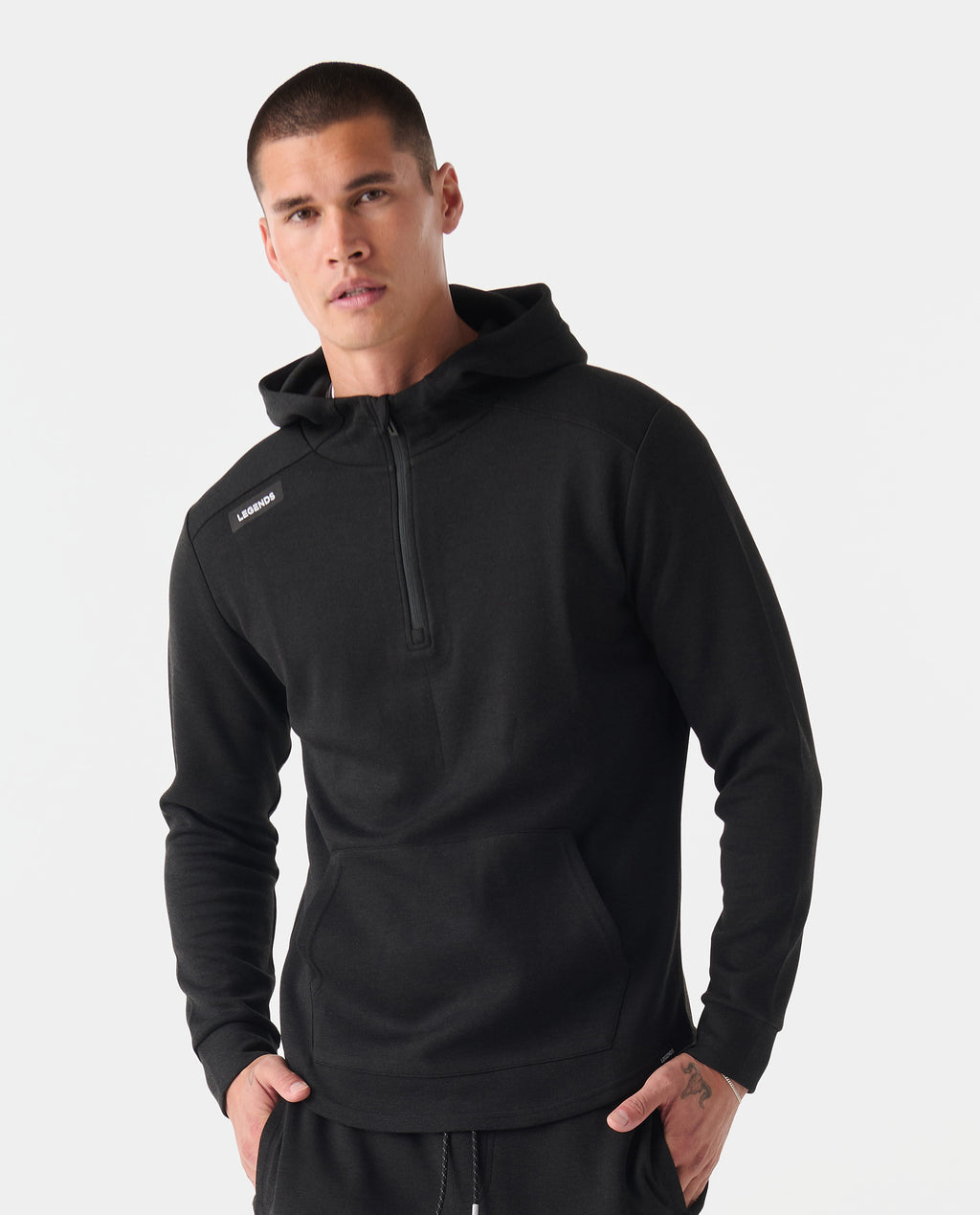 Hawthorne Tech Quarter Zip Hoodie (Slim-Fit) Black Heather