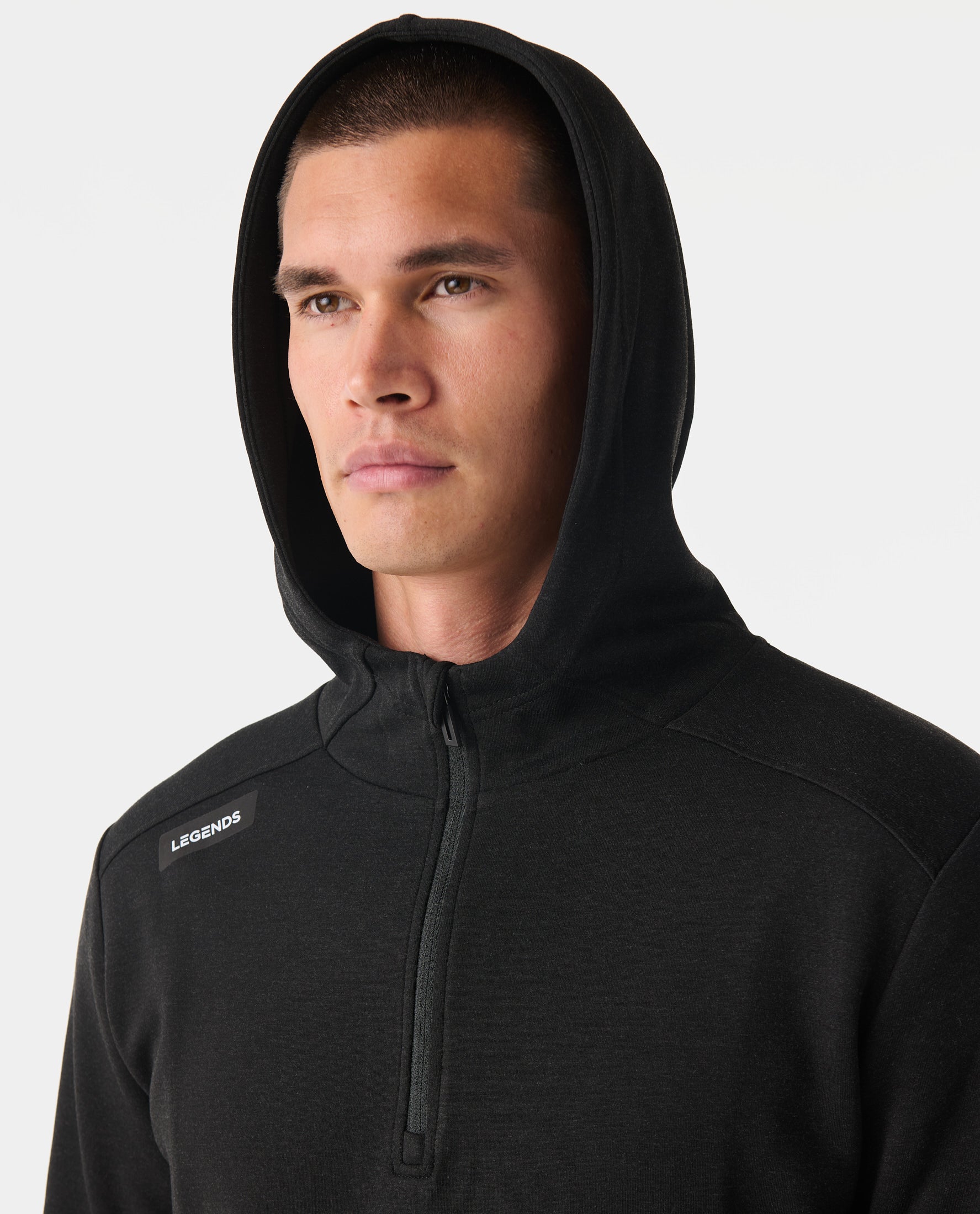 Hawthorne Tech Quarter Zip Hoodie (Slim-Fit) Black Heather