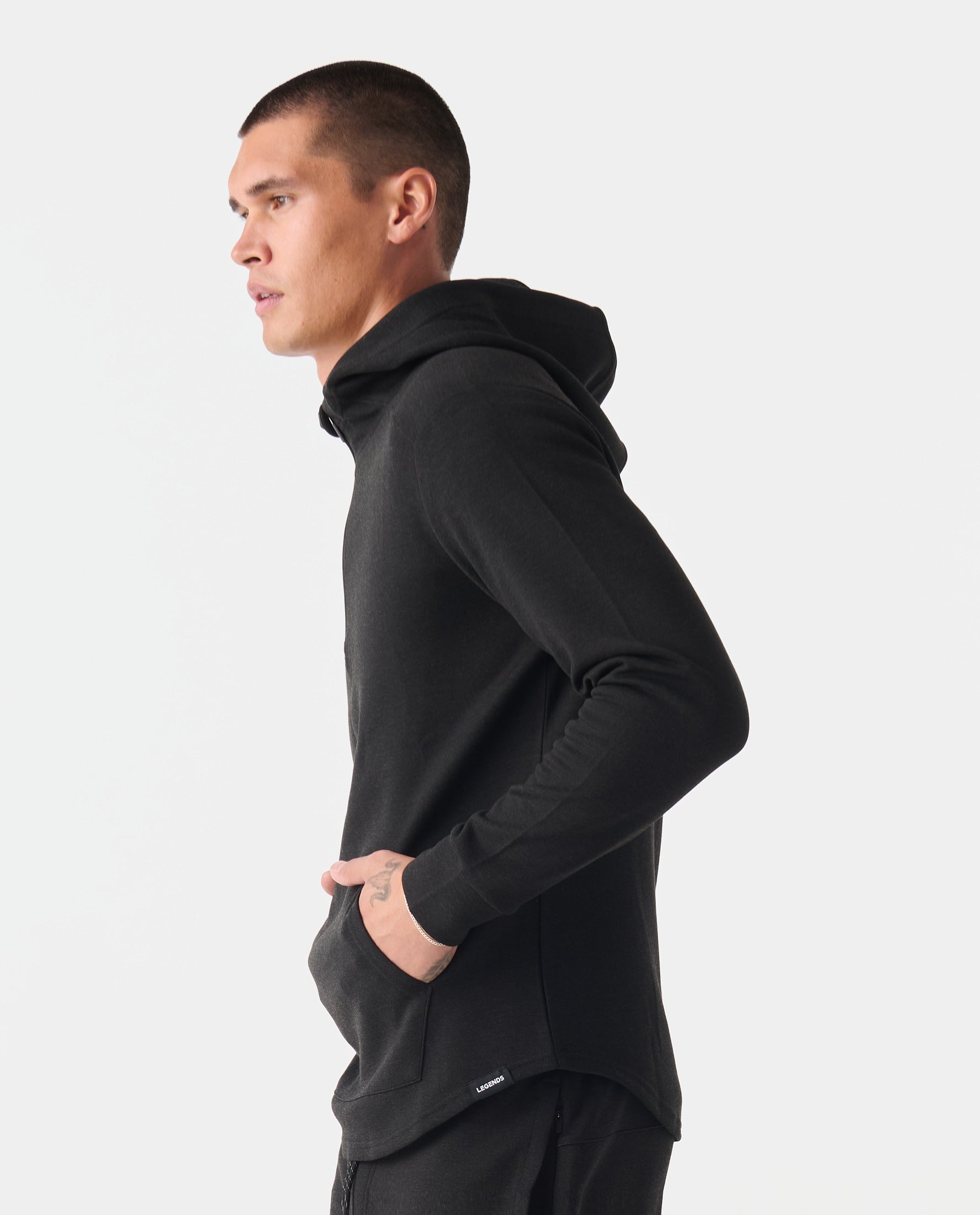 Hawthorne Tech Quarter Zip Hoodie (Slim-Fit) Black Heather