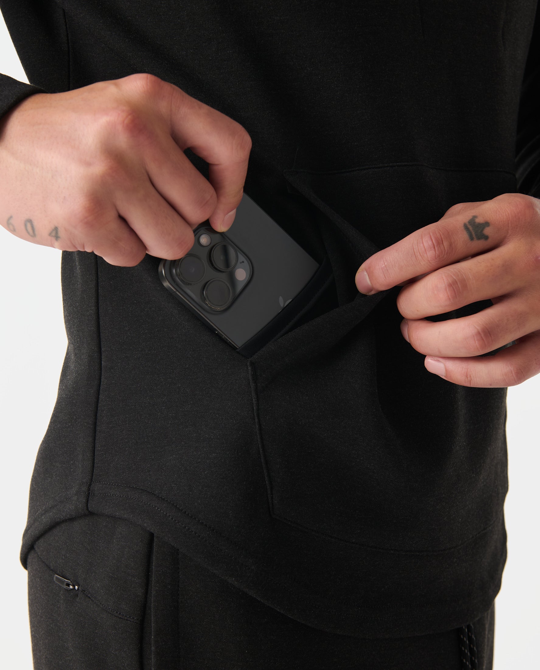 Hawthorne Tech Quarter Zip Hoodie (Slim-Fit) Black Heather