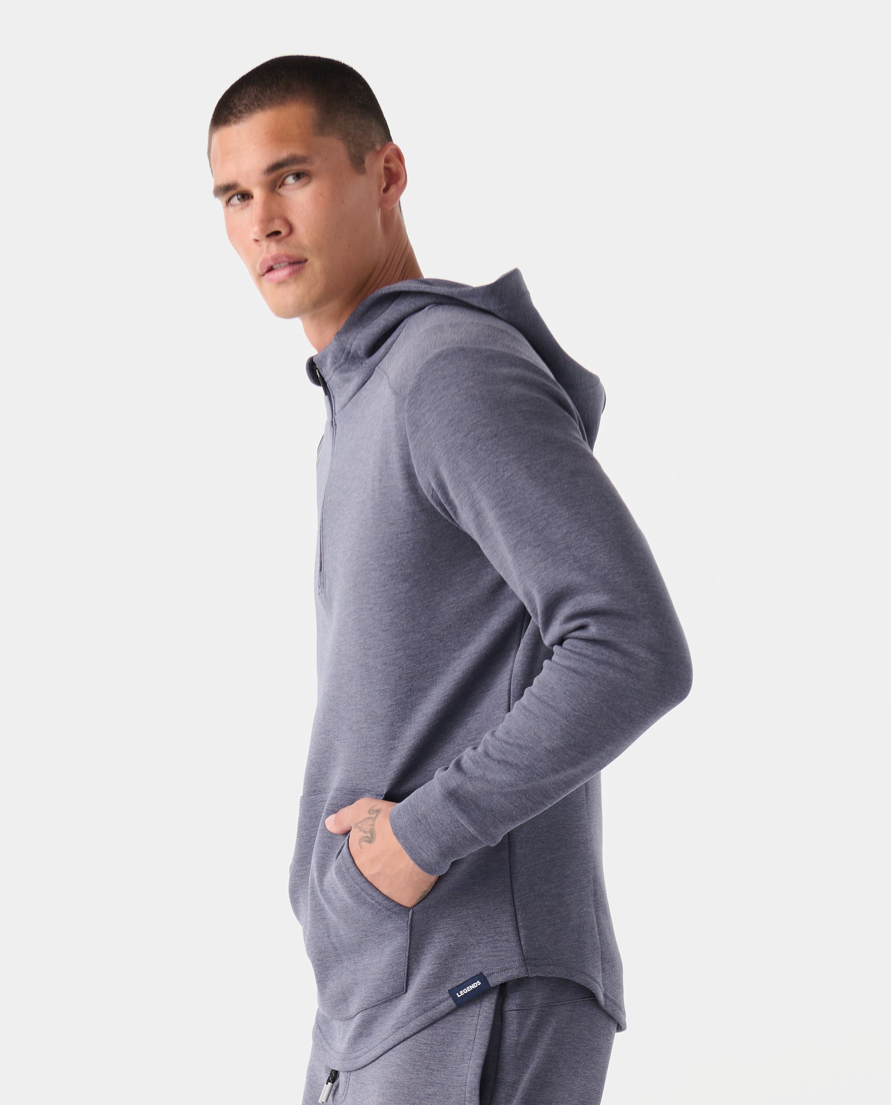 Hawthorne Tech Quarter Zip Hoodie (Slim-Fit) Navy Heather