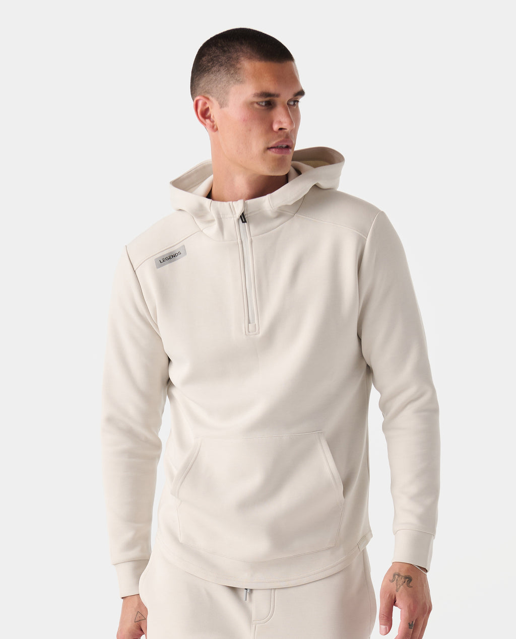 Hawthorne Tech Quarter Zip Hoodie (Slim-Fit) Stone Heather
