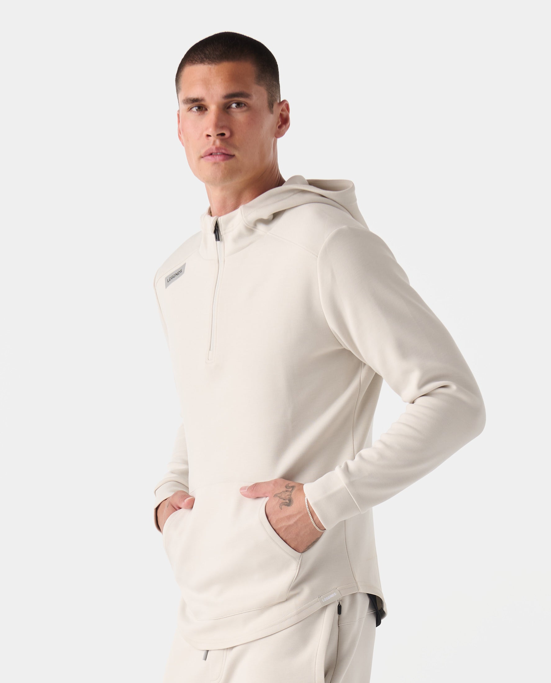 Hawthorne Tech Quarter Zip Hoodie (Slim-Fit) Stone Heather