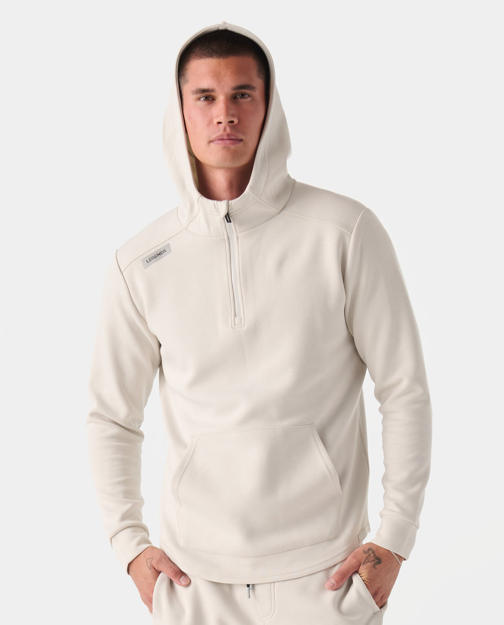 Hawthorne Tech Quarter Zip Hoodie (Slim-Fit) Stone Heather