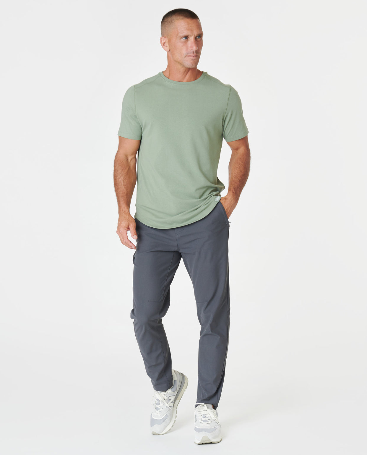 Aviation Tee Curved Hem Sea Spray