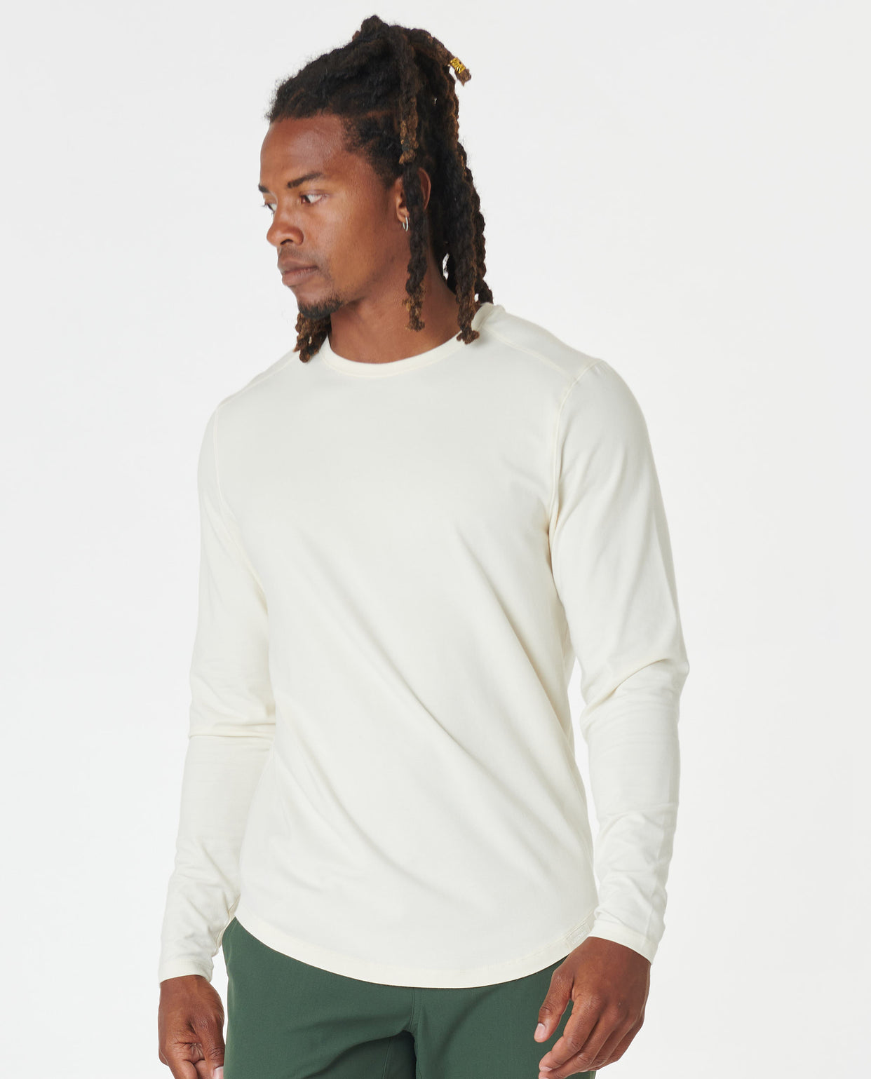 Aviation Tee Curved Hem LS Natural White
