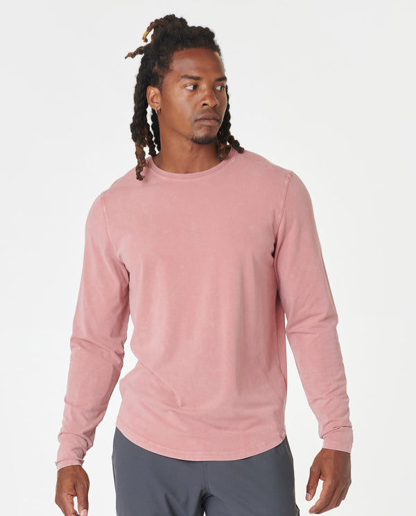 Aviation Tee Curved Hem LS Washed Withered Rose