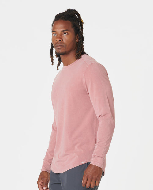 Aviation Tee Curved Hem LS Washed Withered Rose
