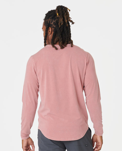 Aviation Tee Curved Hem LS Washed Withered Rose