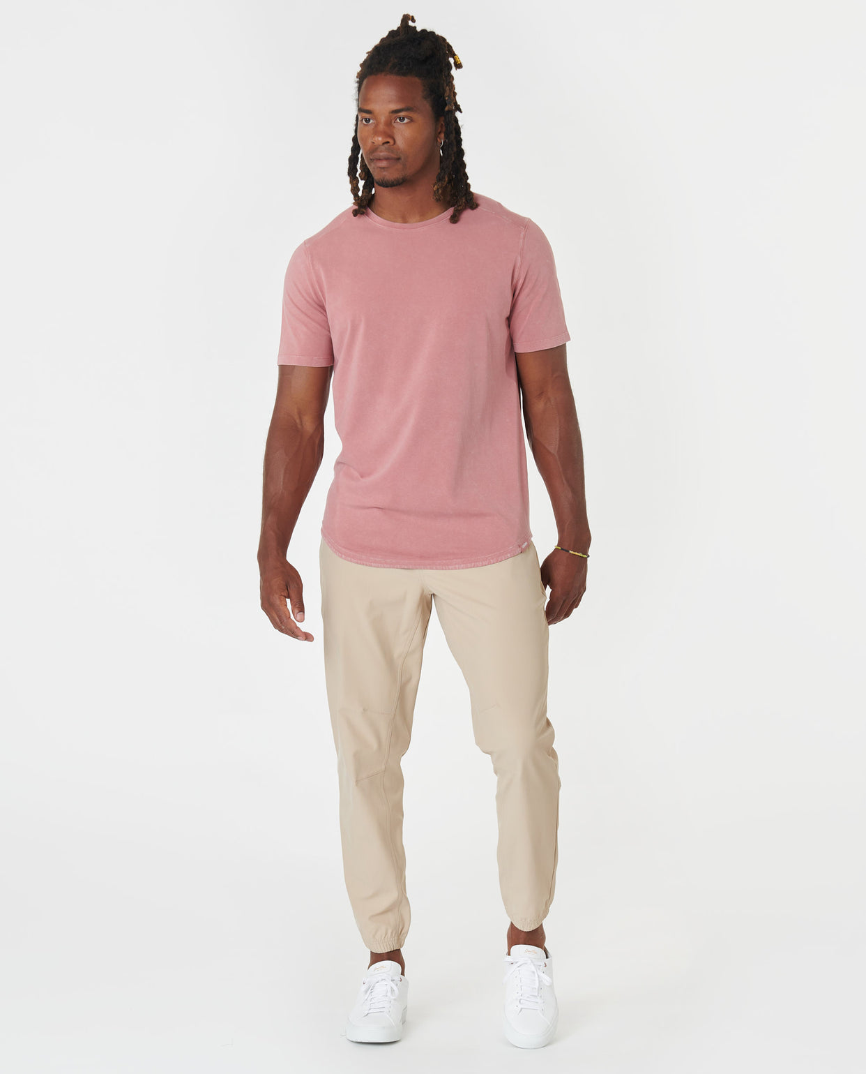 Aviation Tee Curved Hem Washed Withered Rose