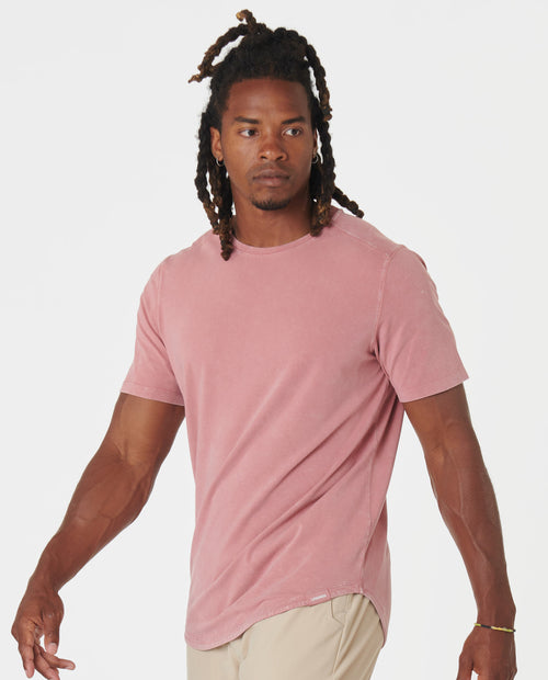 Aviation Tee Curved Hem Washed Withered Rose