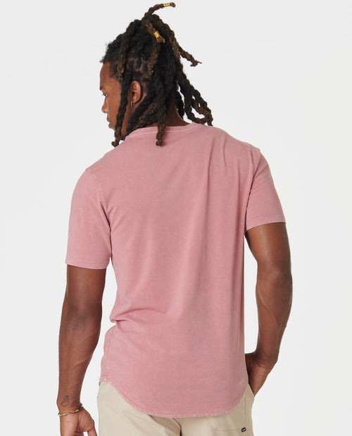 Aviation Tee Curved Hem Washed Withered Rose