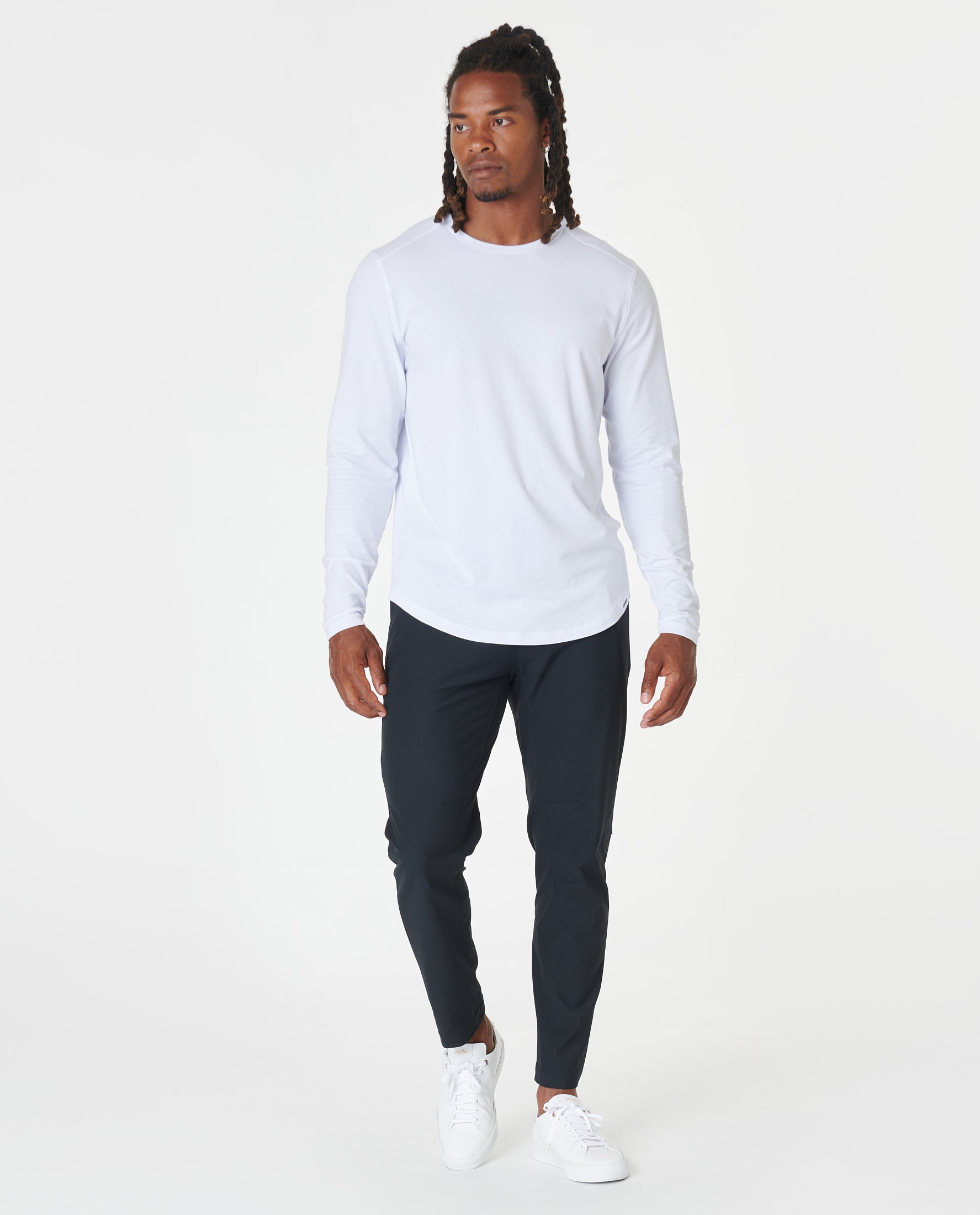 Aviation Tee Curved Hem LS White – Legends