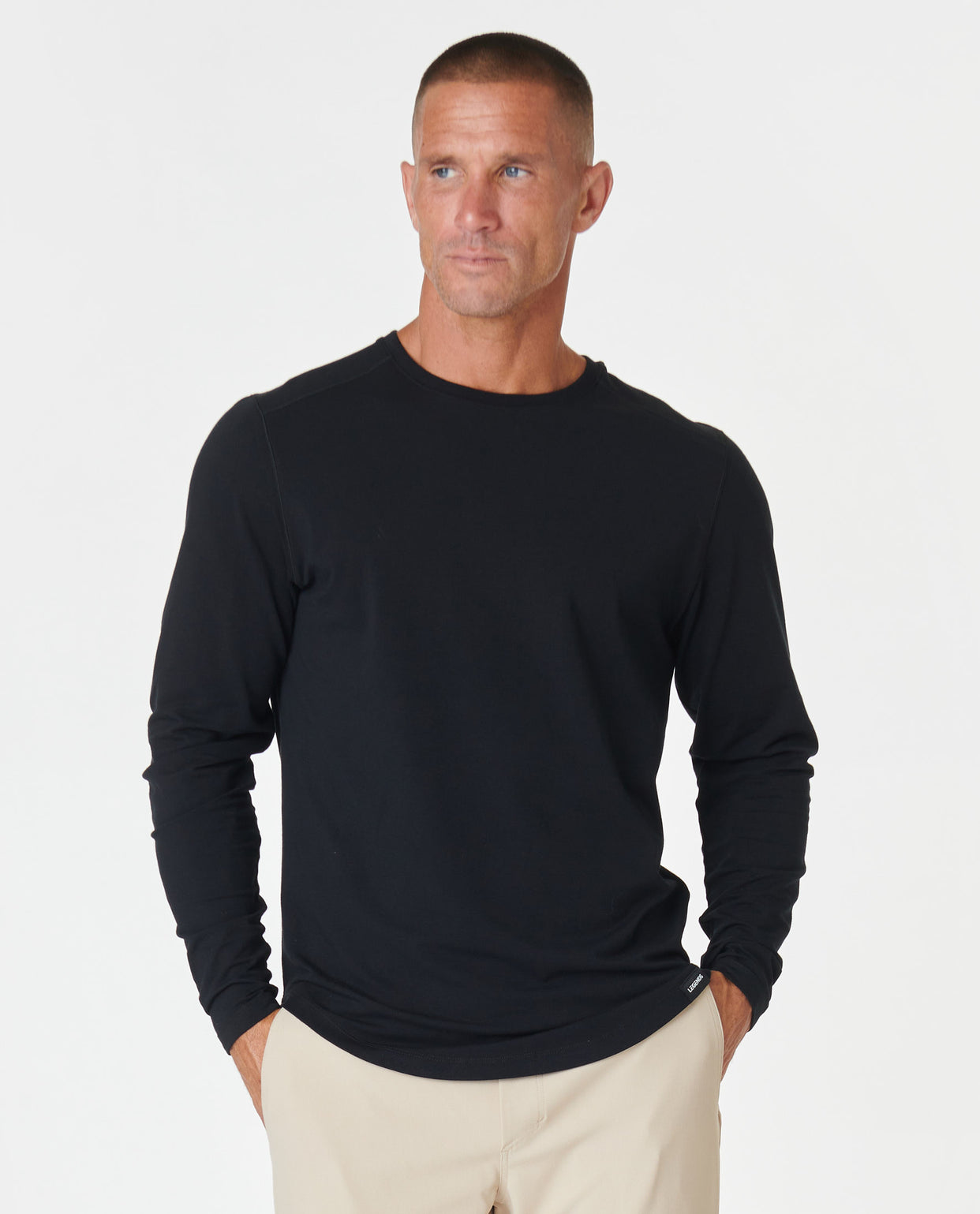 Aviation Tee Curved Hem LS Black – Legends