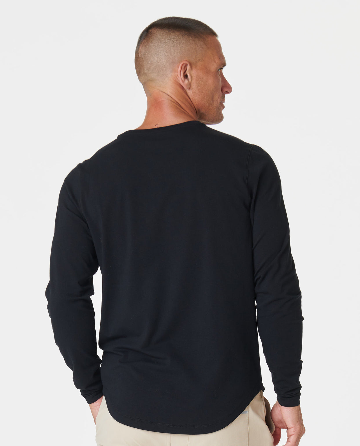 Aviation Tee Curved Hem LS Black