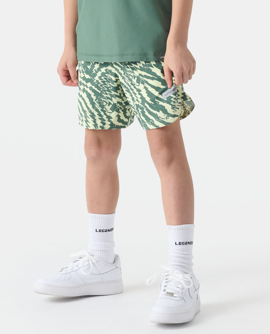 Little Legends Luka Short Geo Palm Hunter Green
