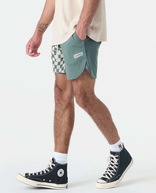 Luka Mesh Short Warped Checkers Hunter Green