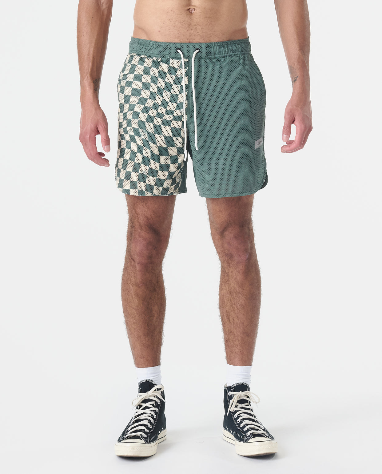 Luka Mesh Short Warped Checkers Hunter Green