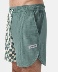 Luka Mesh Short Warped Checkers Hunter Green