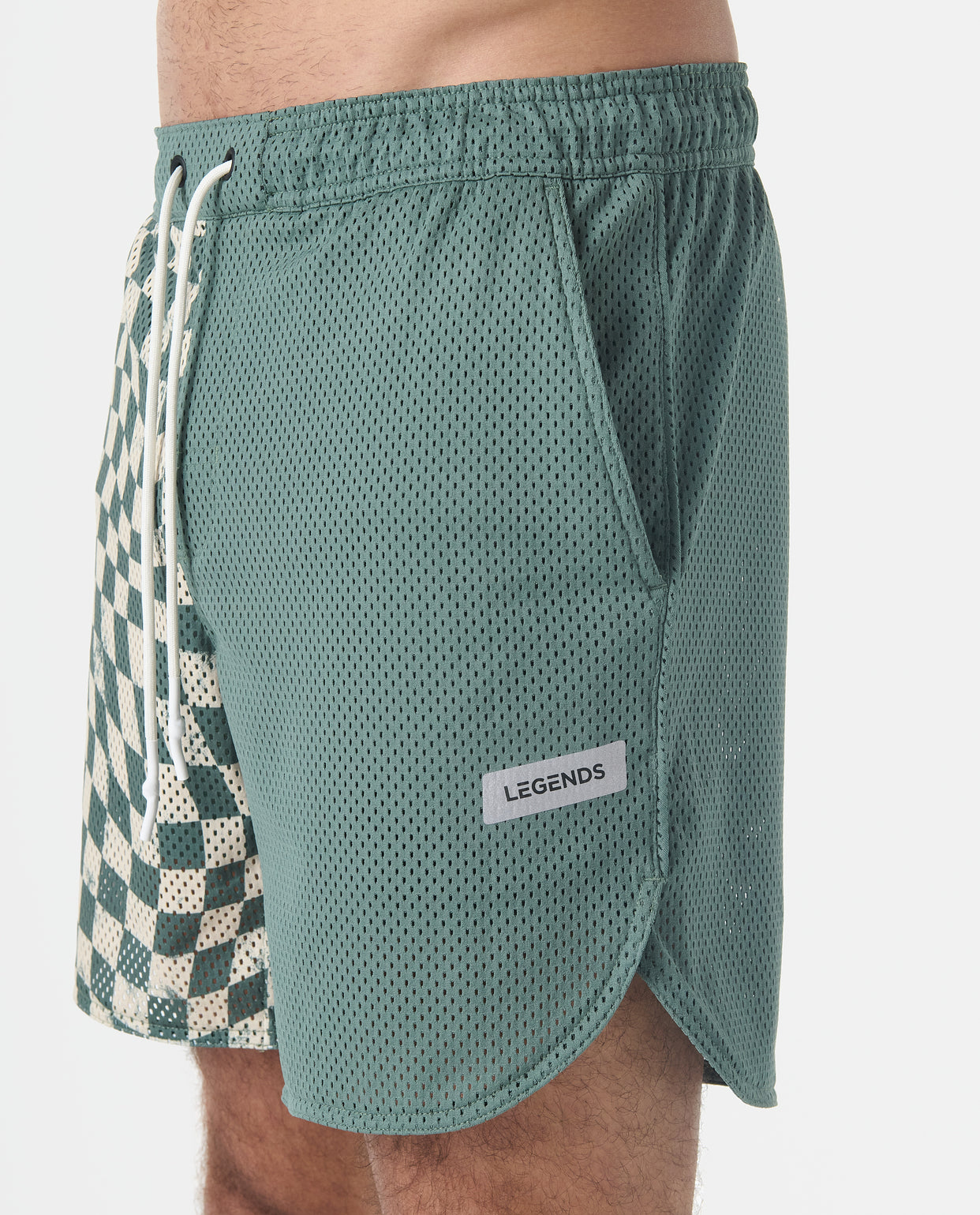 Luka Mesh Short Warped Checkers Hunter Green