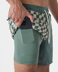 Luka Mesh Short Warped Checkers Hunter Green