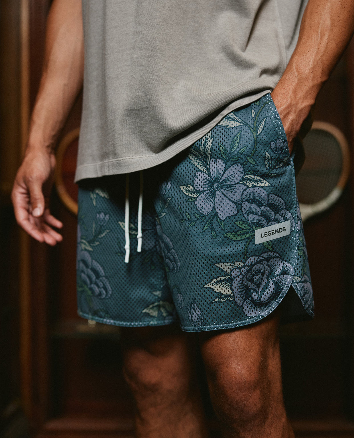 Luka Mesh Short Vintage Floral Nightshadow