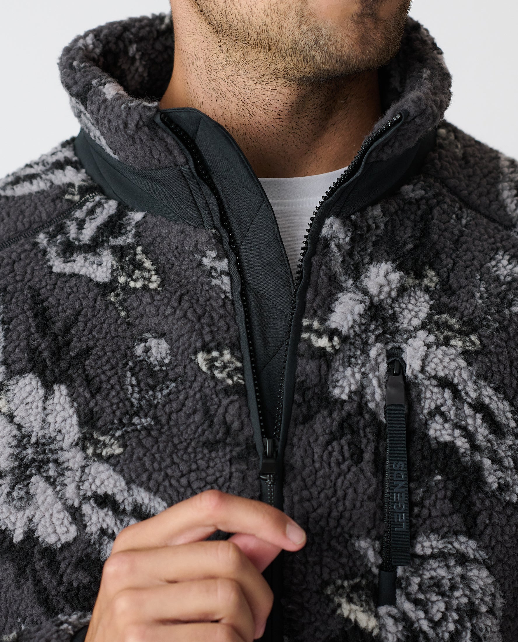 Sherpa Jacket Vintage Floral Charcoal – Legends