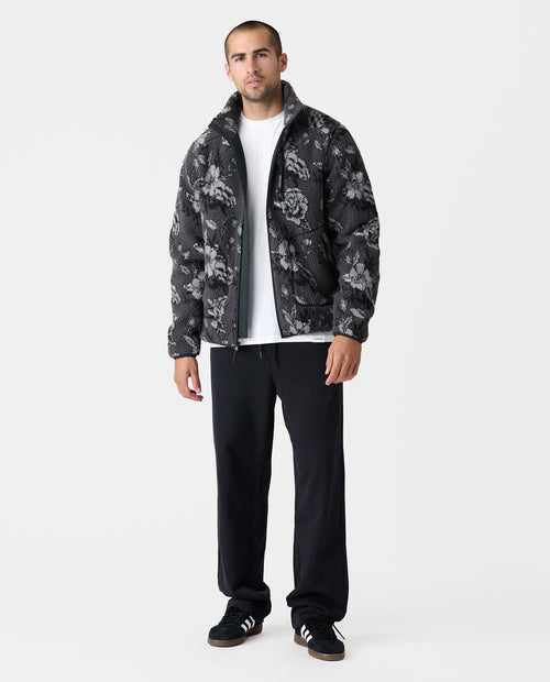 Sherpa Jacket Vintage Floral Charcoal