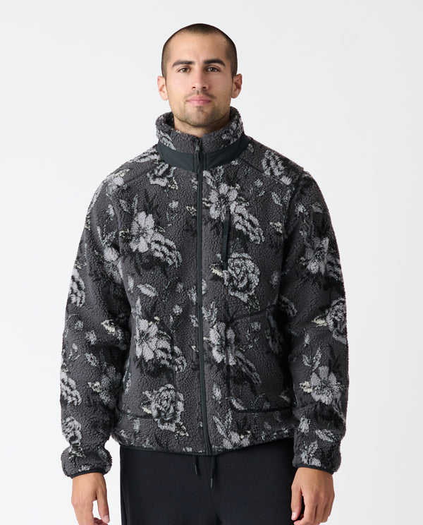 Sherpa Jacket Vintage Floral Charcoal
