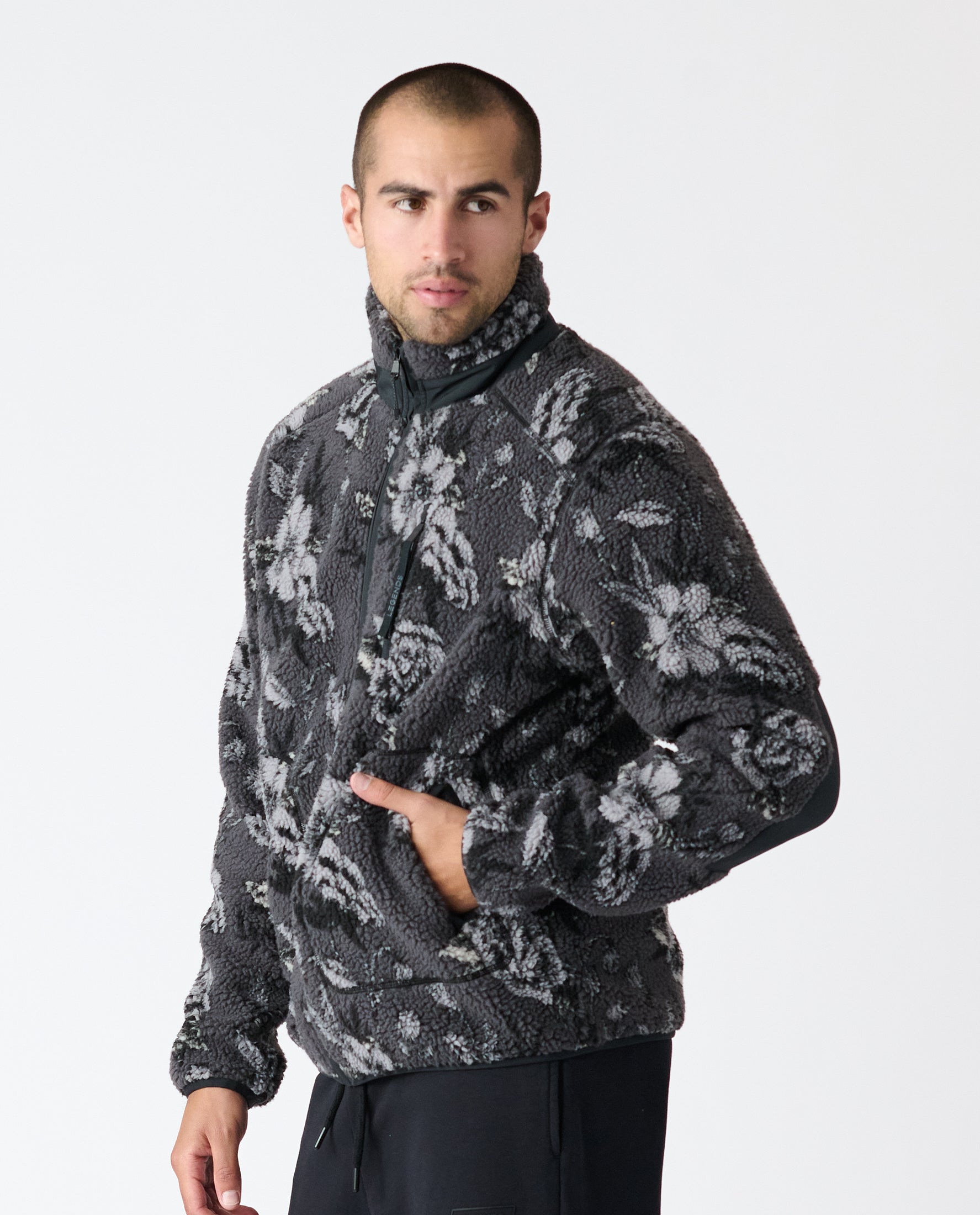 Sherpa Jacket Vintage Floral Charcoal – Legends